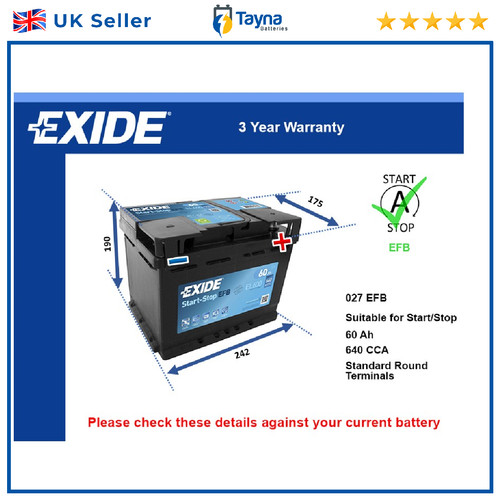Efb car battery fits honda - battery,