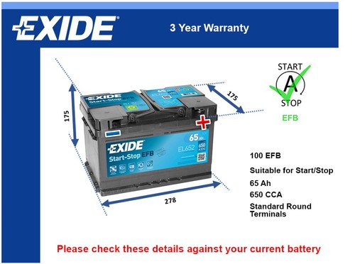 Efb battery fits ford - efb,