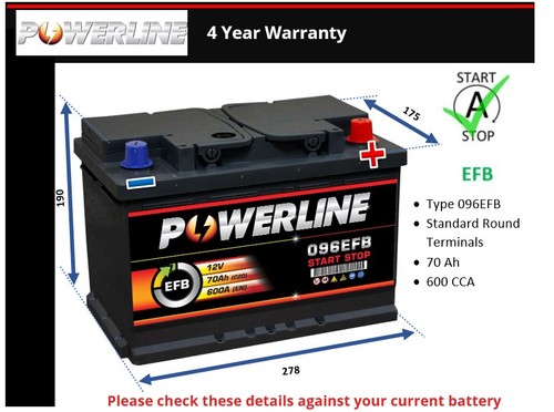 Efb car battery fits vauxhall - battery,