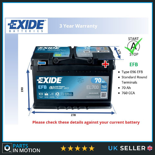 Efb car battery el700 - efb,