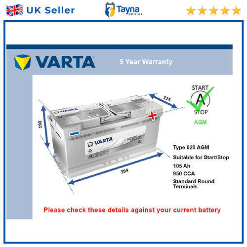 Agm car battery varta - varta, 020