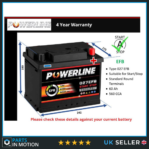 Efb car battery fits nissan - battery,