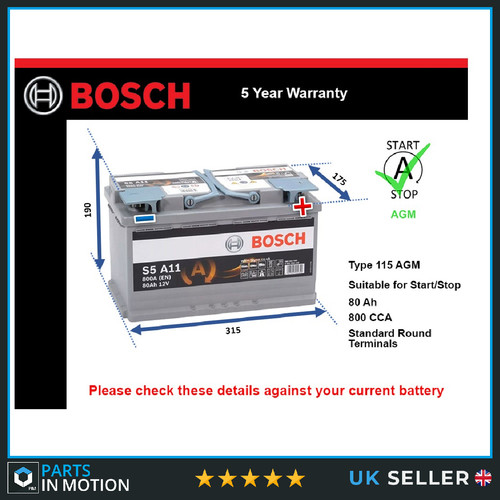 Agm car battery s5a11 bosch - s5a11,